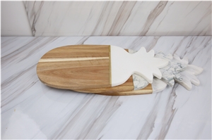 Pineapple Marble and Wood Cheese Board Platter