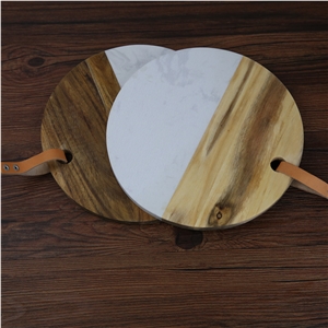 Round Marble Wood Cheese Serving Board