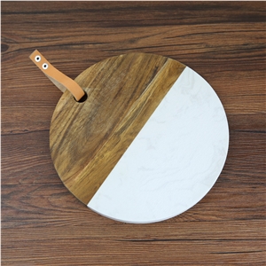 Round Marble Wood Cheese Serving Board
