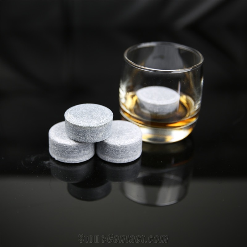 Round Soapstone Whisky Stone for Wine Cooling