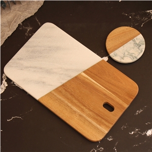 Simple Western Marble Wood Plate Board