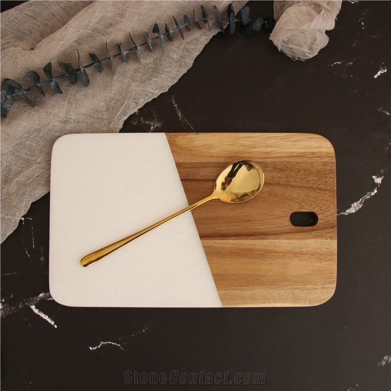 Simple Western Marble Wood Plate Board