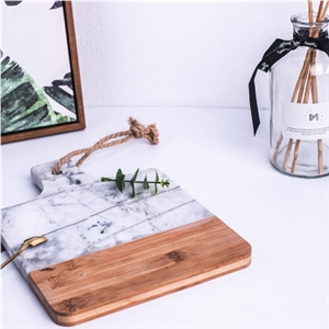 White Marble Rectangle Paddle Serving Board