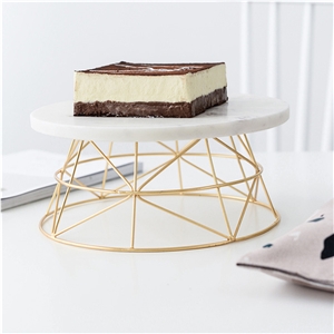 White Natural Marble Cake Stand