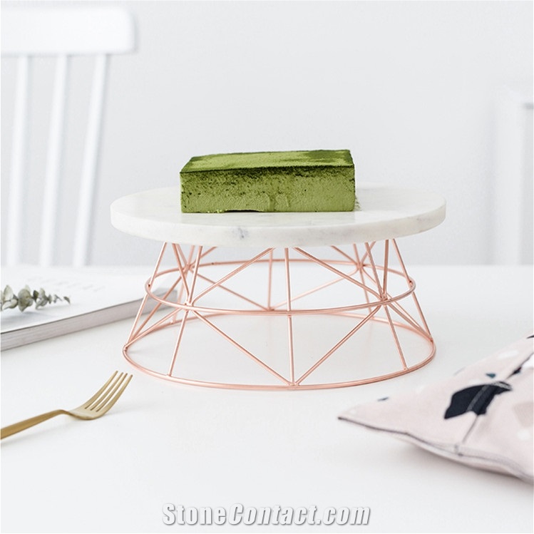 White Natural Marble Cake Stand