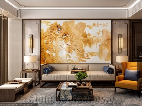 Jiangshan Picturesque Relief+Lu Si Ash+Walnut Wall Panels