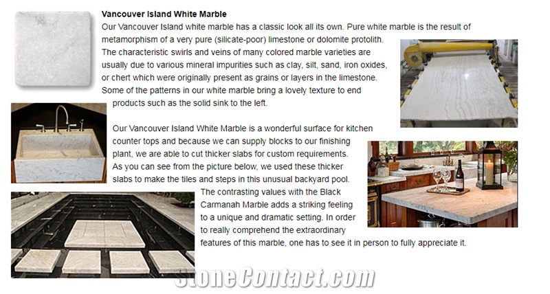 Vancouver Island White Marble Slabs, Tiles