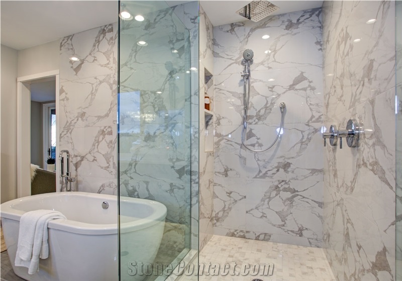 Afyon White Marble Bathroom Design