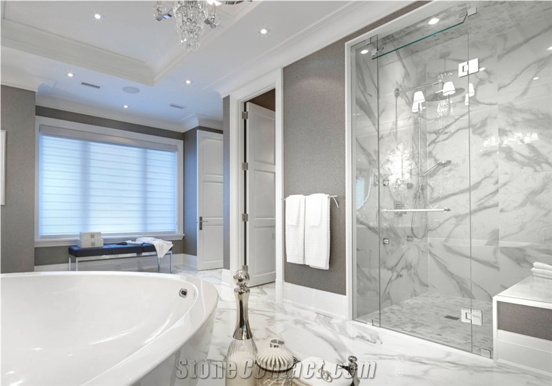 Afyon White Marble Bathroom Design