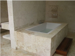 Borinquen Coral Stone Bathroom Design, Niche