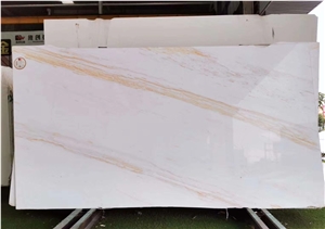 New Volakas White Marble with Golden Veins