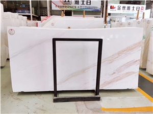 White Marble with Golden Vein for Wall Tile