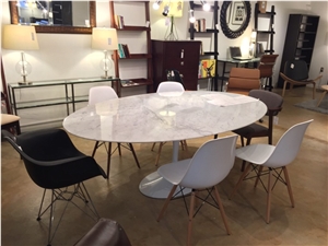 Bianco Carrara White Marble Oval Table Furniture