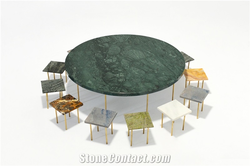 India Forest Green Marble Round Table Furniture