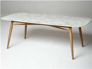 Italy Carrara White Marble 10 Seat Coffee Table
