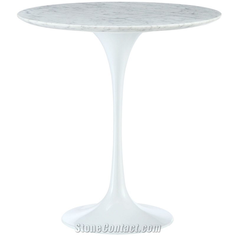 White Marble Round Coffee Table Top with Pedestal Base