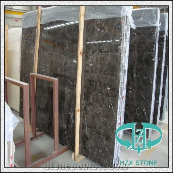 Quality Natural Wooden/White/Grey Veins Marble