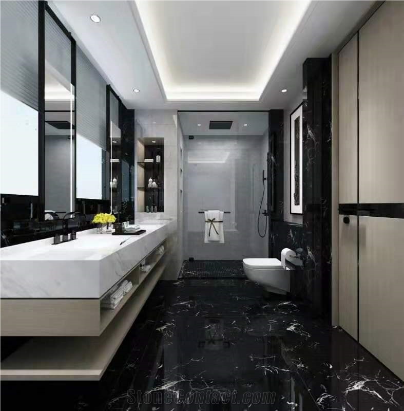 Black Marble Flooring Bathroom Wall Tile Slab