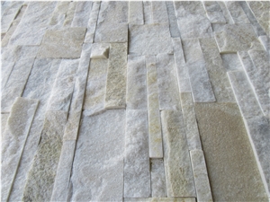 Yellowish White Quartzite Panel Wall Covering Outside