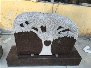 Cat"S Eye Red Granite Tree Carving Monument