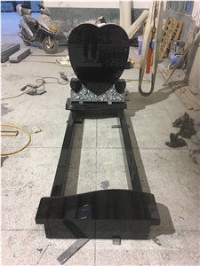Uk Style Tombstone in Black Granite