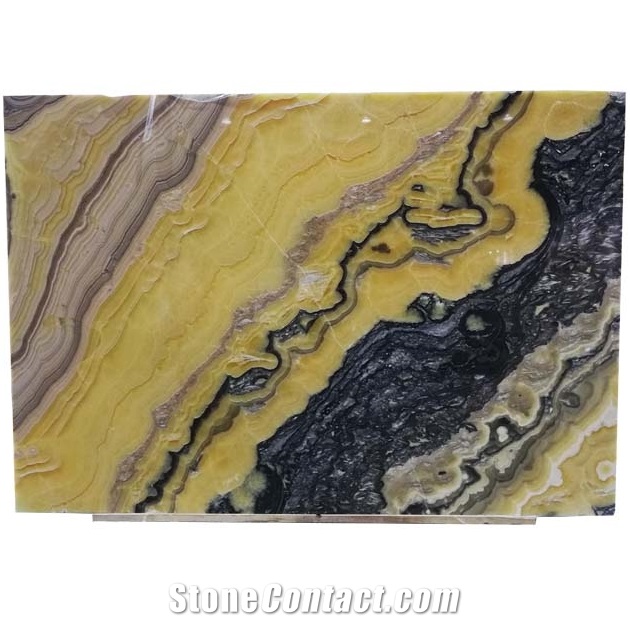 Yellow Dragon Polished Natural Onyx with 1.8 cm