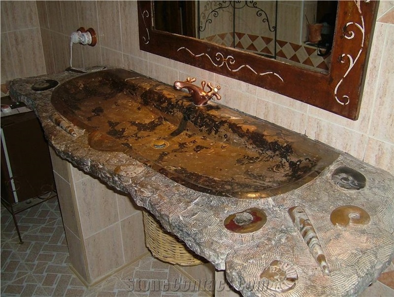 Fossilized Marble Single Sink