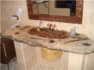 Fossilized Marble Single Sink