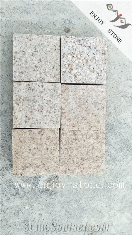 G682 Granite,Gloden Rust,Cube Road Paver Stone