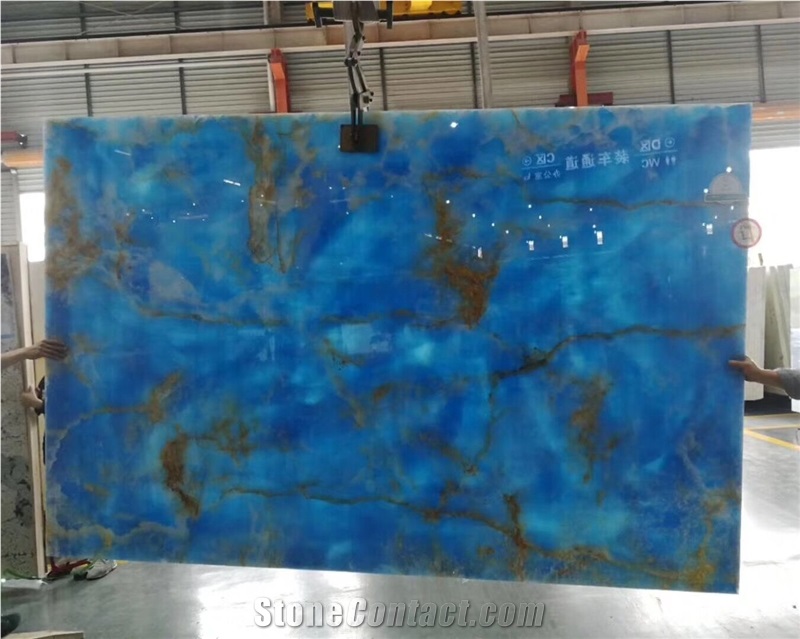 Backlit Polished Blue Onyx Wall Claddings