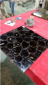Black Agate Semiprecious Stone Slabs & Tiles
