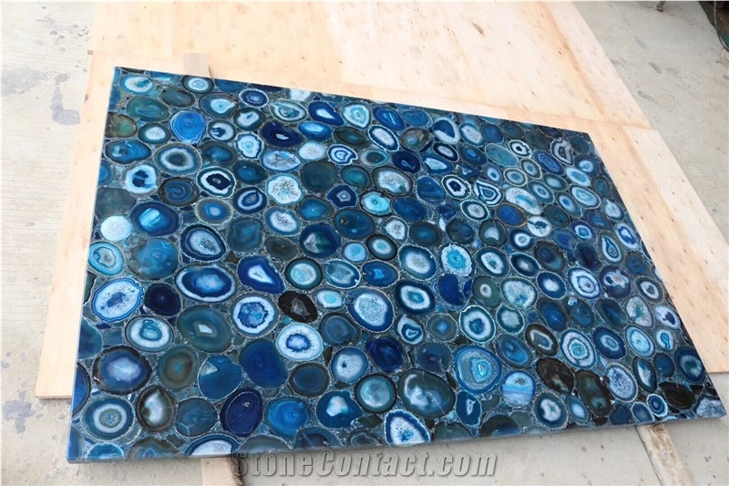 Blue Agate Gemstone Bathroom Vanity Tops