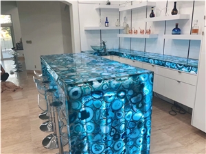 Blue Agate Gemstone Kitchen Countertops