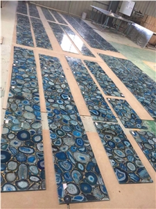 Blue Agate Semiprecious Stone Floor Tiles