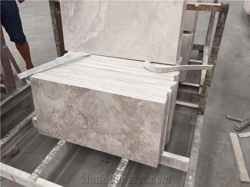 Cross Cut White Wooden Marble Floor Tiles