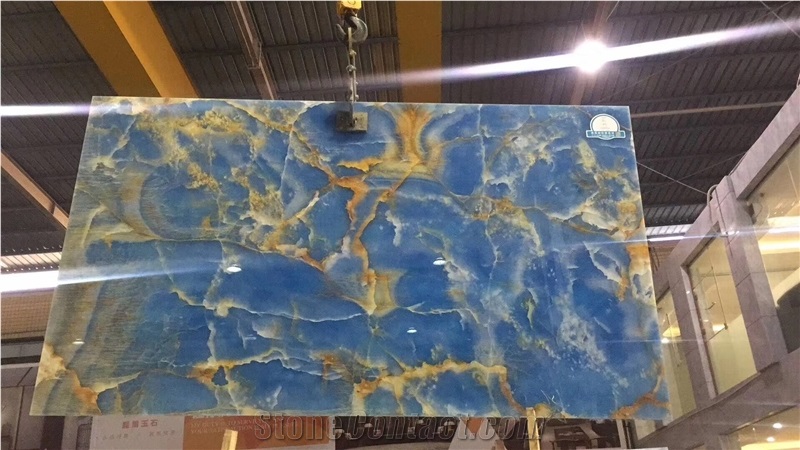 Polished Blue Onyx Slabs for Counter Tops