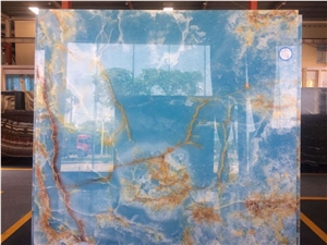 Polished Blue Onyx Slabs for Counter Tops