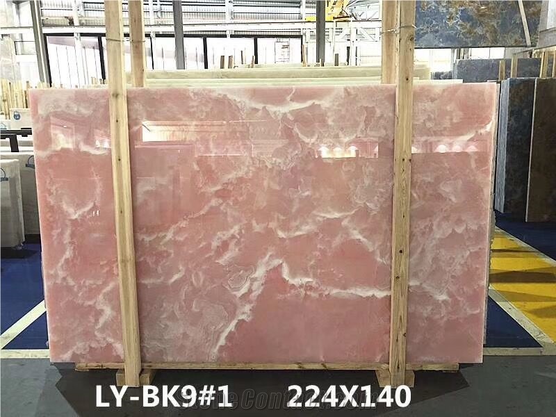 Polished Pink Onyx Slabs for Kitchen Tiles
