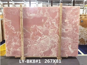 Polished Pink Onyx Slabs for Kitchen Tops