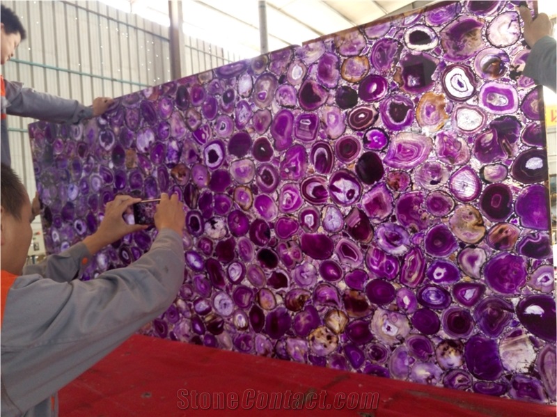 Purple Agate Gemstone Slabs for Bathroom Tiles