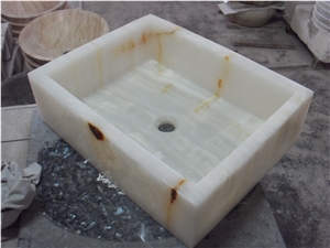 White Onyx Rectangle Sink,Nature Stone Basins