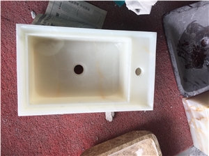 White Onyx Wash Basin, Nature Stone Bathroom Sinks