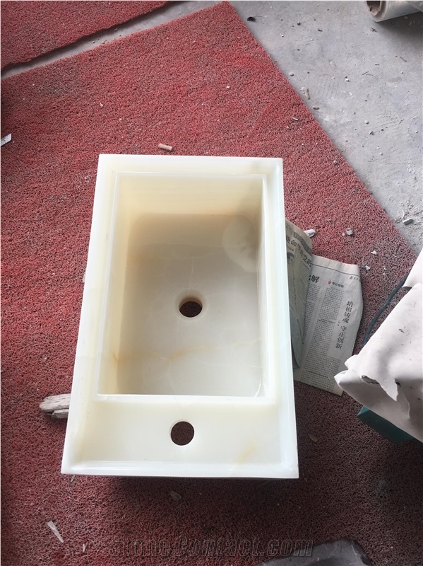 White Onyx Wash Basin, Nature Stone Bathroom Sinks