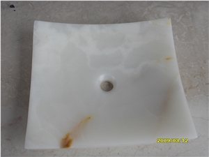 White Onyx Wash Basins, Nature Stone Bathroom Sink