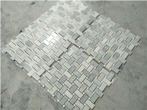 Ming Green Marble W/White Dots Basketweave Mosaic Tile