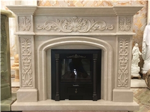 Natural Marble Elegant Antique French Fireplace