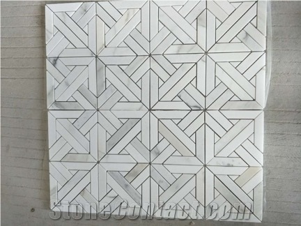 Thassos White Marble Sqiare Design Mosaic Tile
