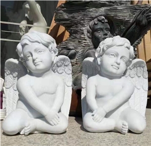 China Pure White Marble Angel Sculpture Statues
