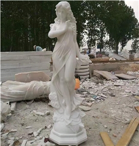 China Pure White Marble Angel Sculpture Statues