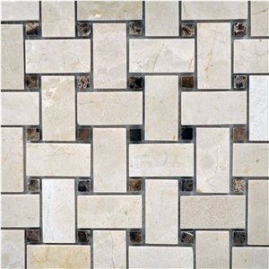 Marble Stone Basketweave Mosaic Pattern Tile